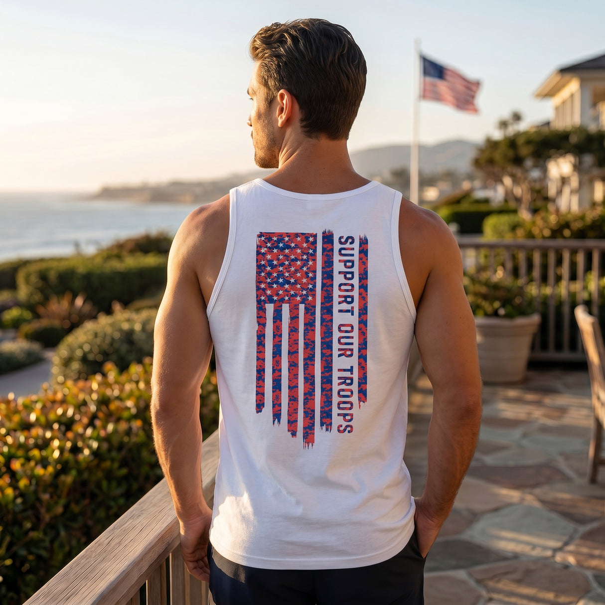 Men's USA Distress Flag Tank Top