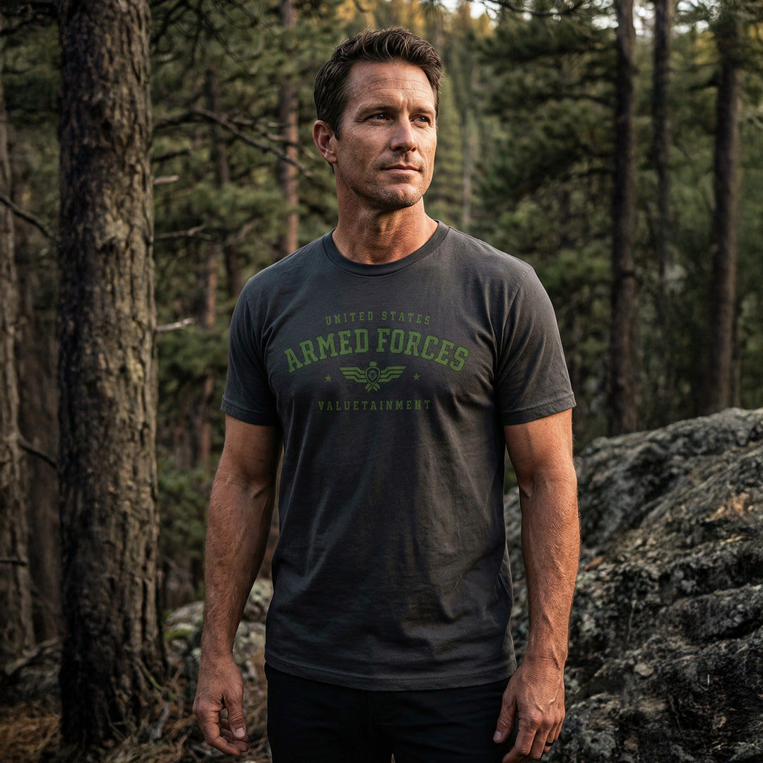 Future Looks Bright Armed Forces Black & Lime Short Sleeve T-Shirt