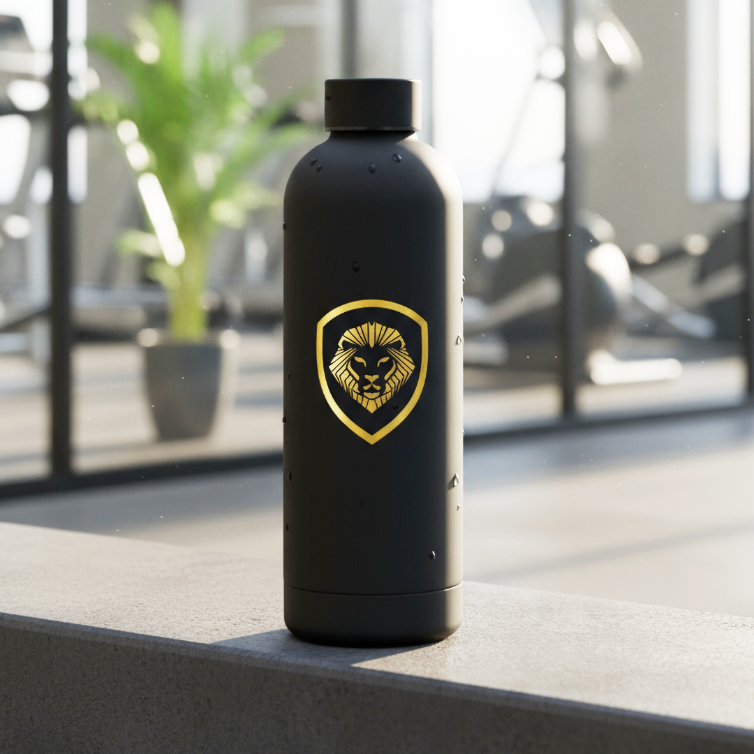 Lion Shield Matte Black Stainless Steel 25 oz. Water Bottle