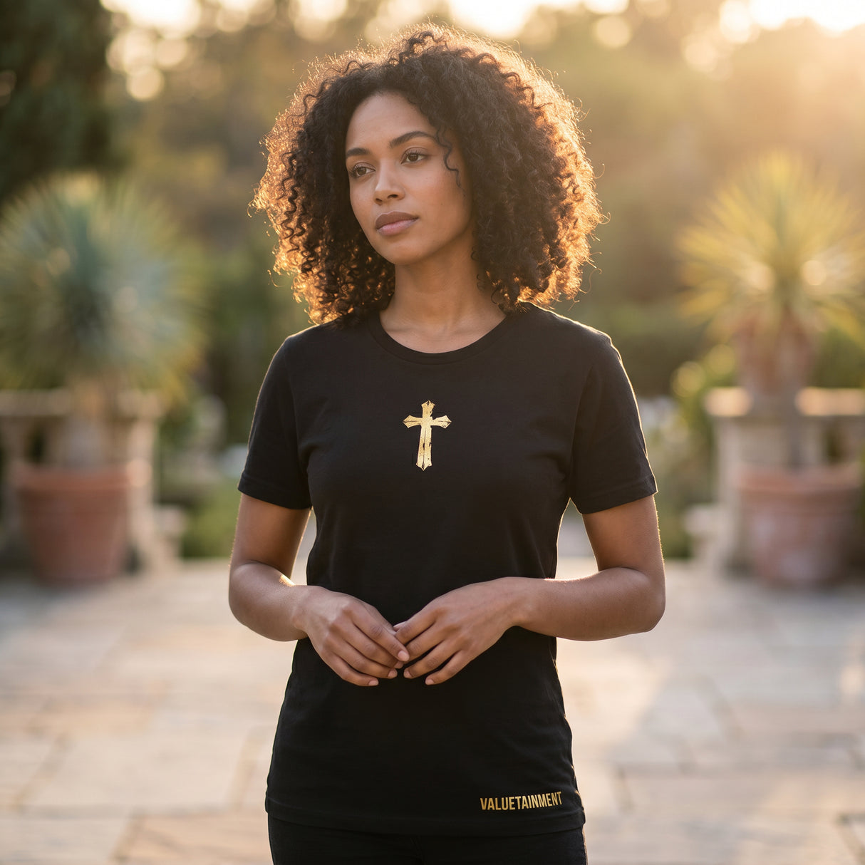 Women's Faith over Fear Black and Gold Shirt