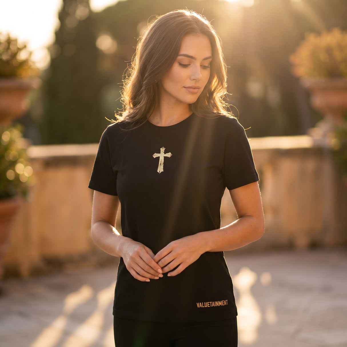 Women's Faith over Fear Black and Gold Shirt