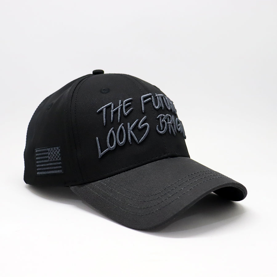 Future Looks Bright Black and Gray Raised Print Snapback Hat