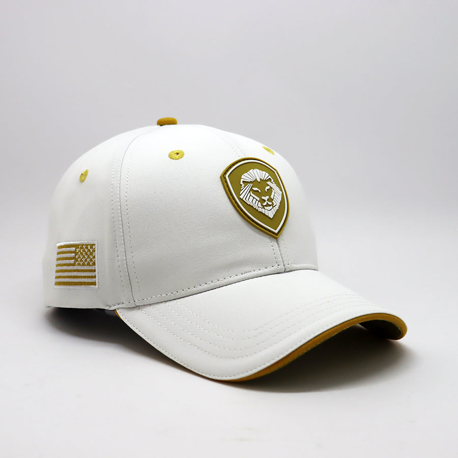 Future Looks Bright Lion Shield White and Gold Snapback Hat