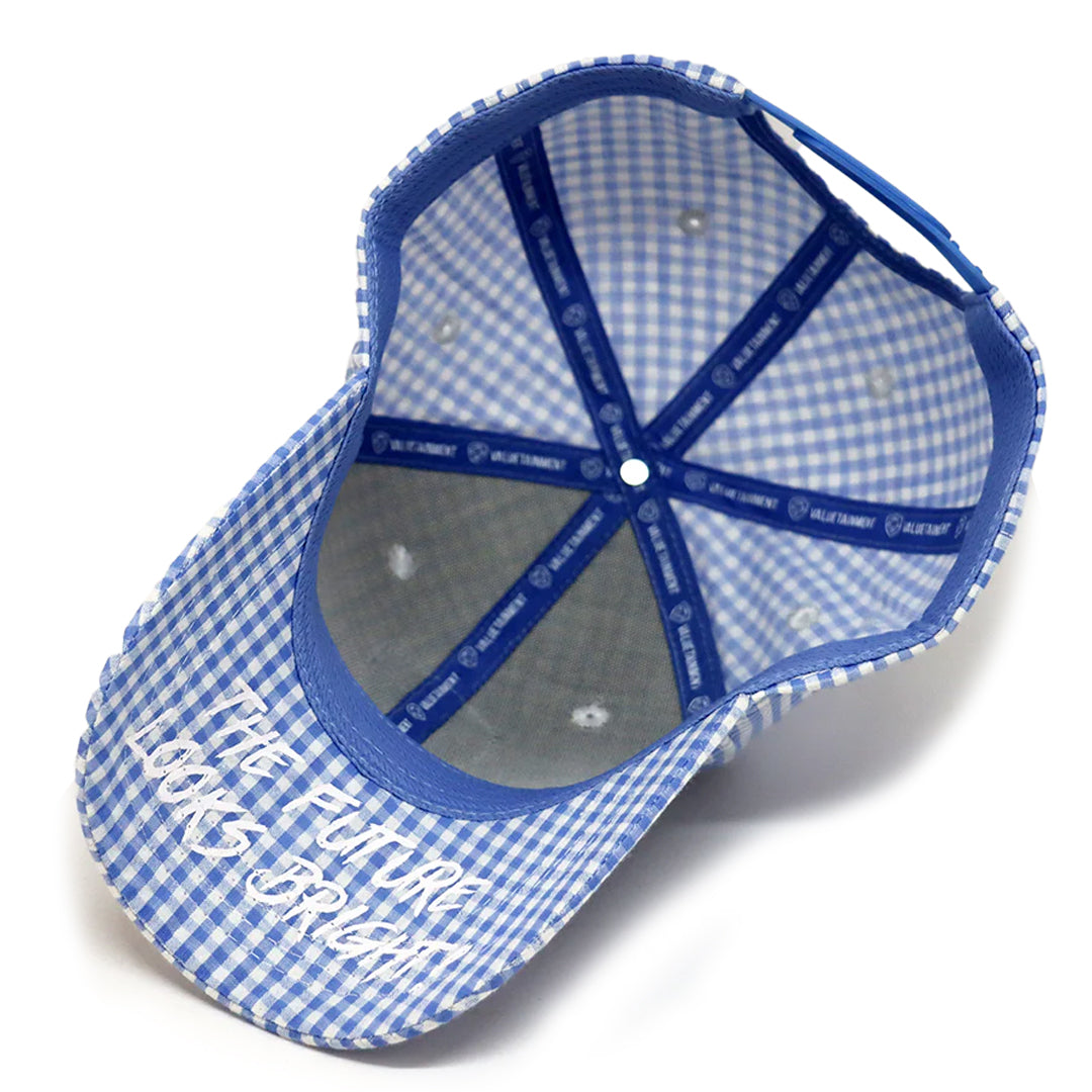 VT Shield Future Looks Bright Sky Blue Gingham Check Snapback Hat