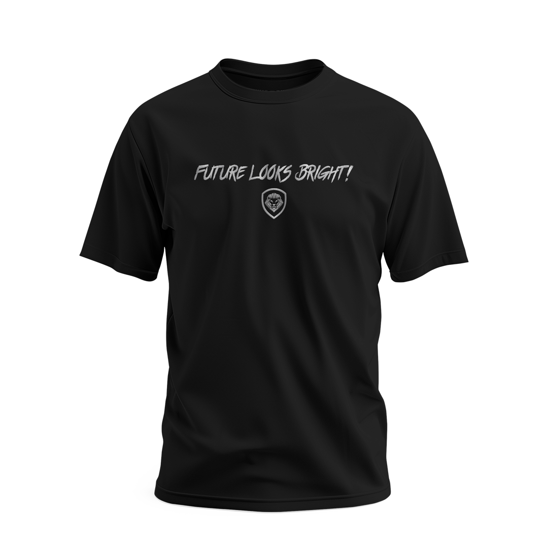 Future Looks Bright fully embroidered Black & Silver Print Performance Short Sleeve T-Shirt