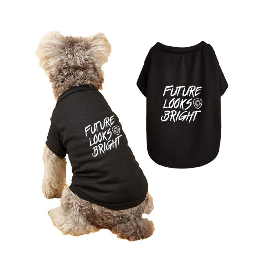 Future Looks Bright Black and White Printed Dog T-Shirt
