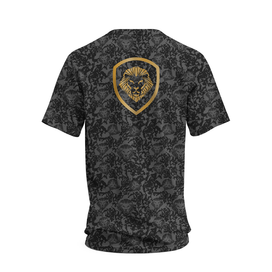 Lion Shield Charcoal Grey Performance Short Sleeve T-Shirt