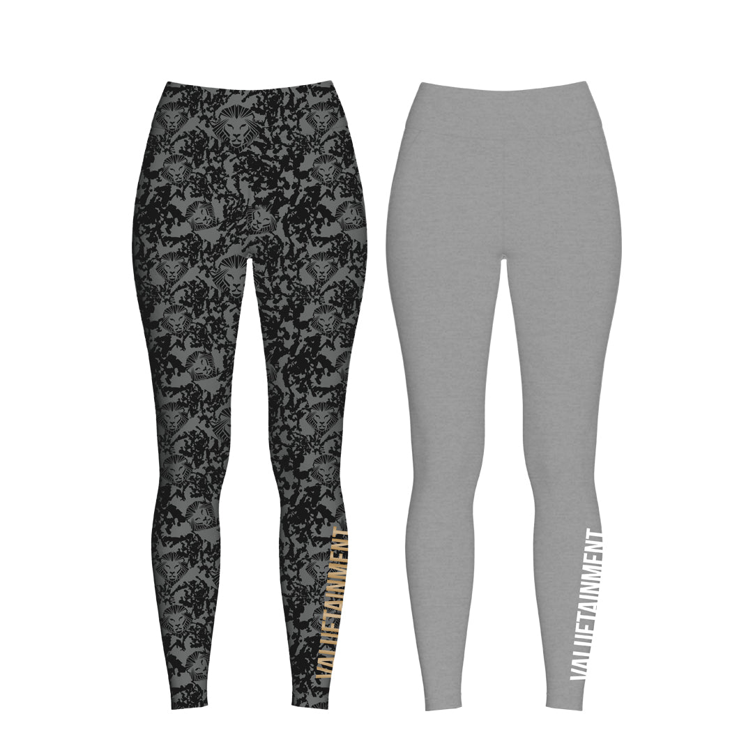 Women's Future Looks Bright Charcoal Grey Pattern Print Reversible Leggings