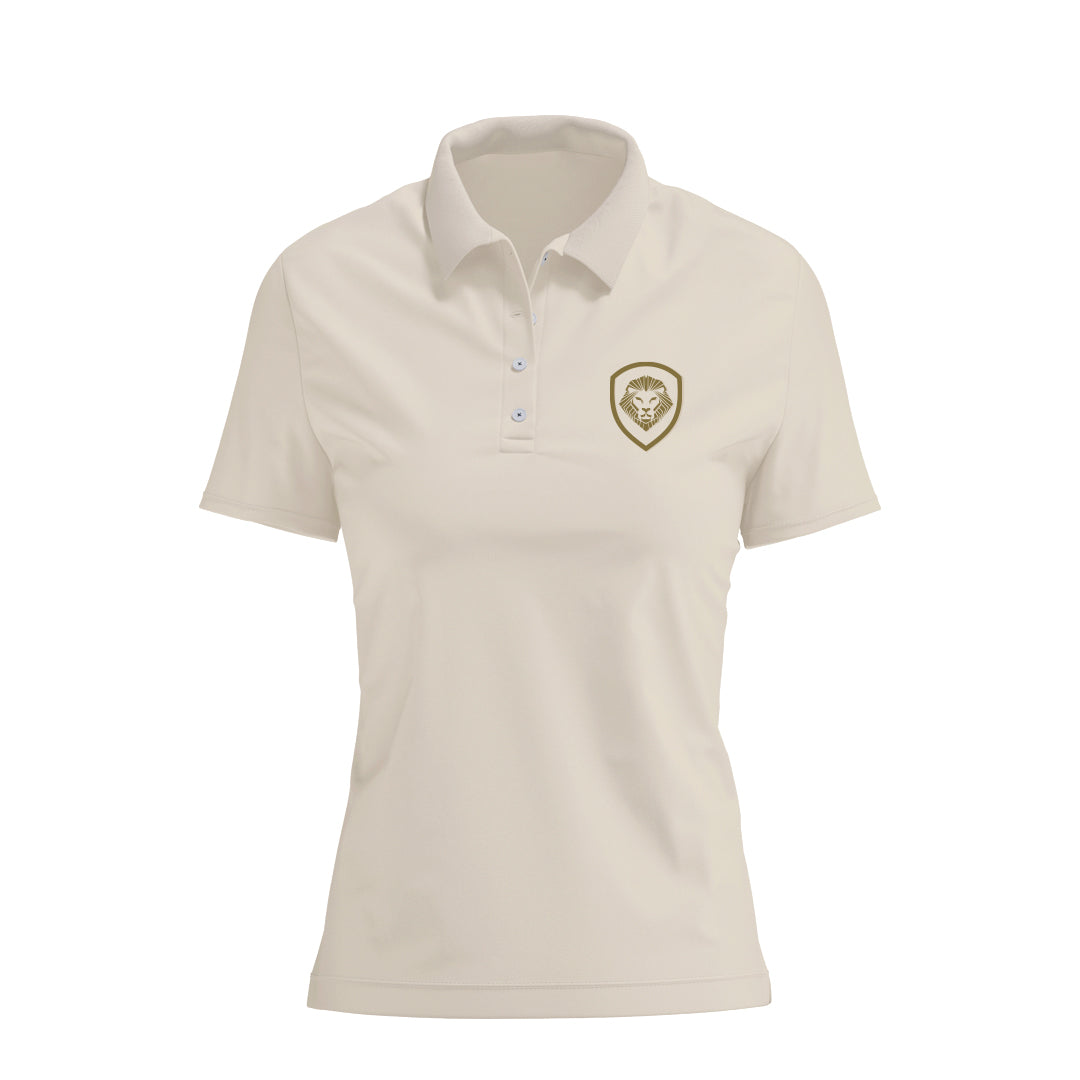 Women's Lion Shield Coconut Cream Performance Short Sleeve Polo