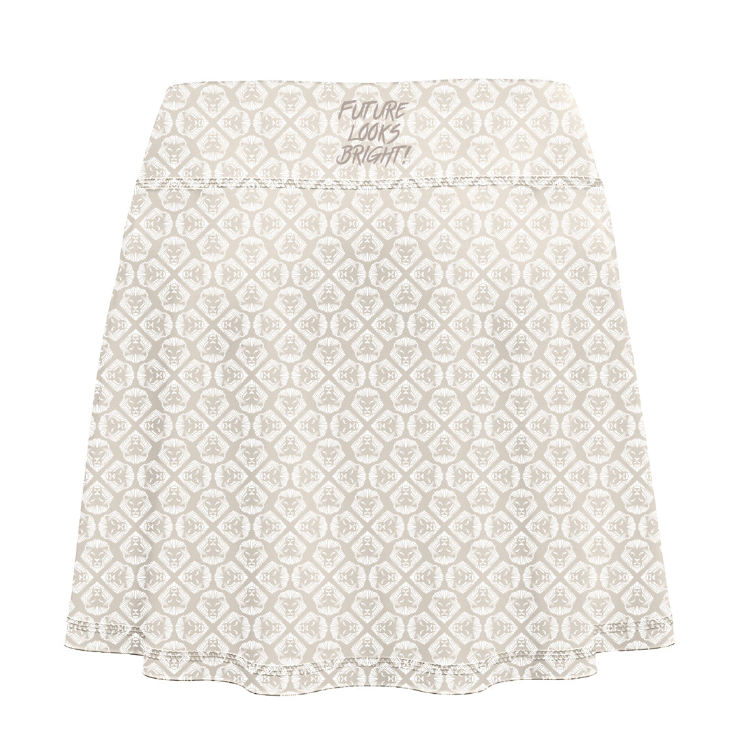 Women's Future Looks Bright Coconut Cream Lion Pattern Print Performance Skort