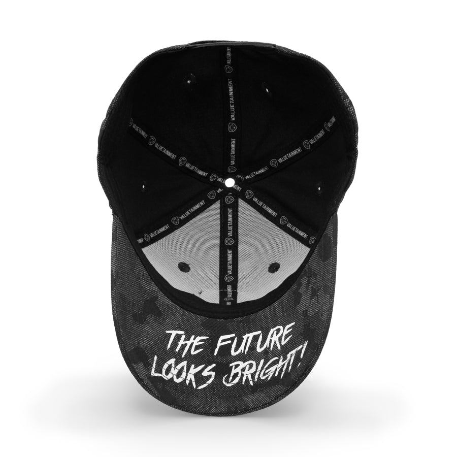 VT Shield Logo Future Looks Bright Black Camo Textured Snapback Hat