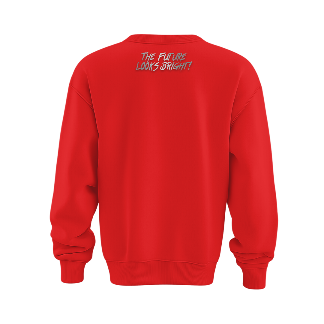 Women's Valuetainment Red Raised Print Performance Crewneck Sweatshirt