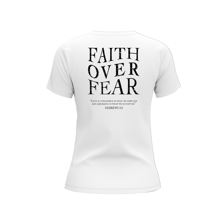 Women's Faith Over Fear VT White and Black Short Sleeve T-Shirt