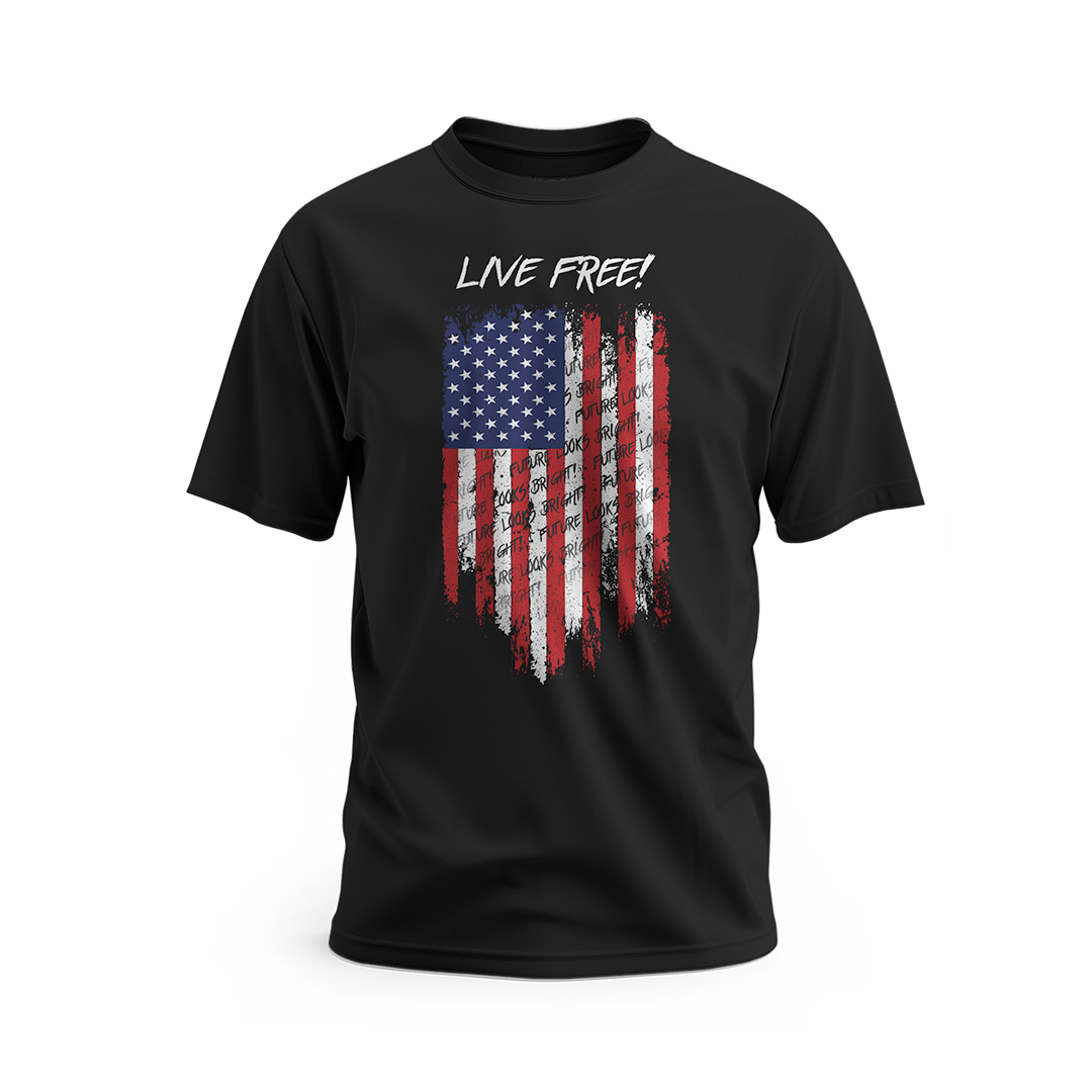 Live Free USA Flag Black Short Sleeve T-Shirt