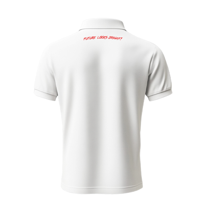Future Looks Bright Lion Shield Premium White and Gold Polo Shirt (Classic Fit)