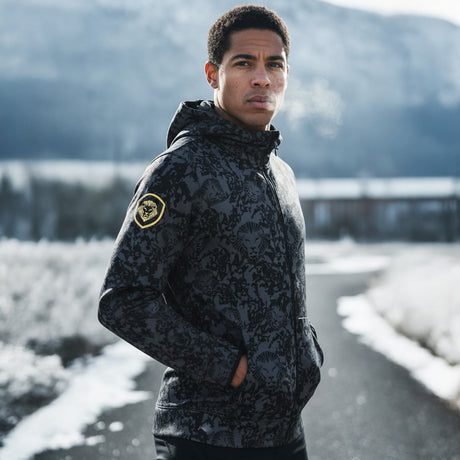 Lion Shield Charcoal Grey Performance Full Zip Hoodie