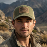 Valuetainment American Flag Army Green Mesh Snapback hat