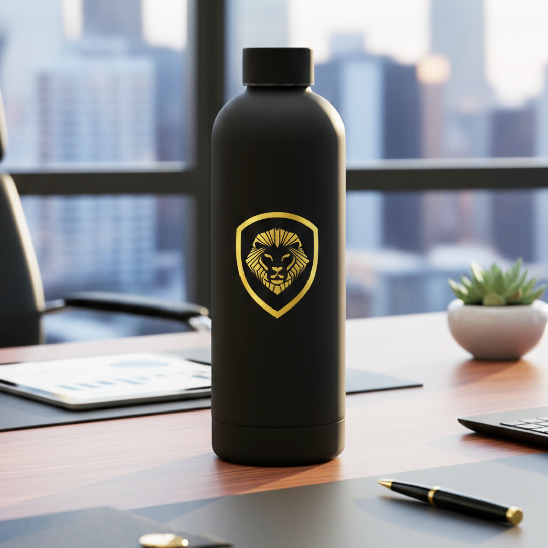 Lion Shield Matte Black Stainless Steel 25 oz. Water Bottle