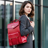 Women's Future Looks Bright Cherry Red Leather Premium Backpack