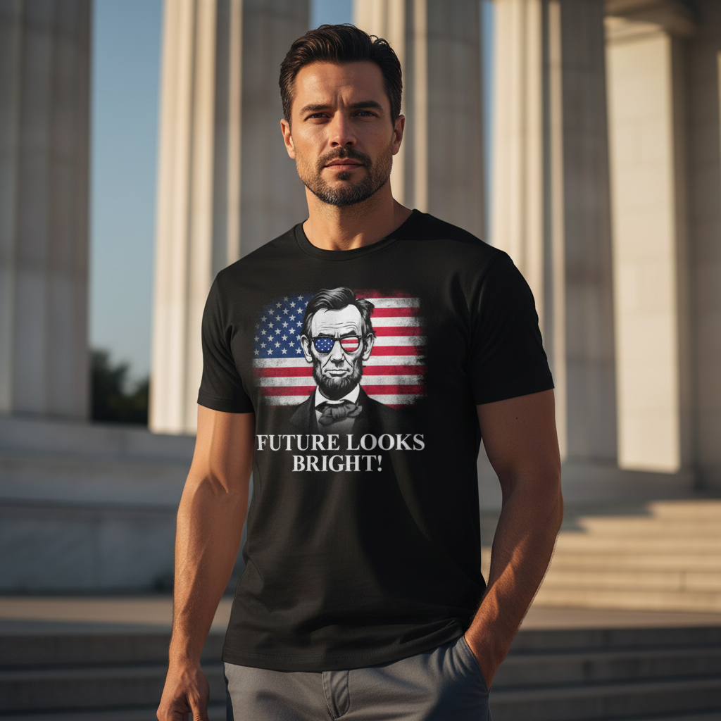 Future Looks Bright USA Abraham Lincoln Black Short Sleeve T-Shirt