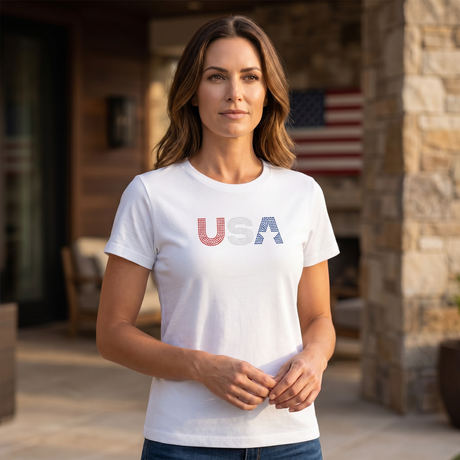 Women's USA Rhinestones T-Shirt