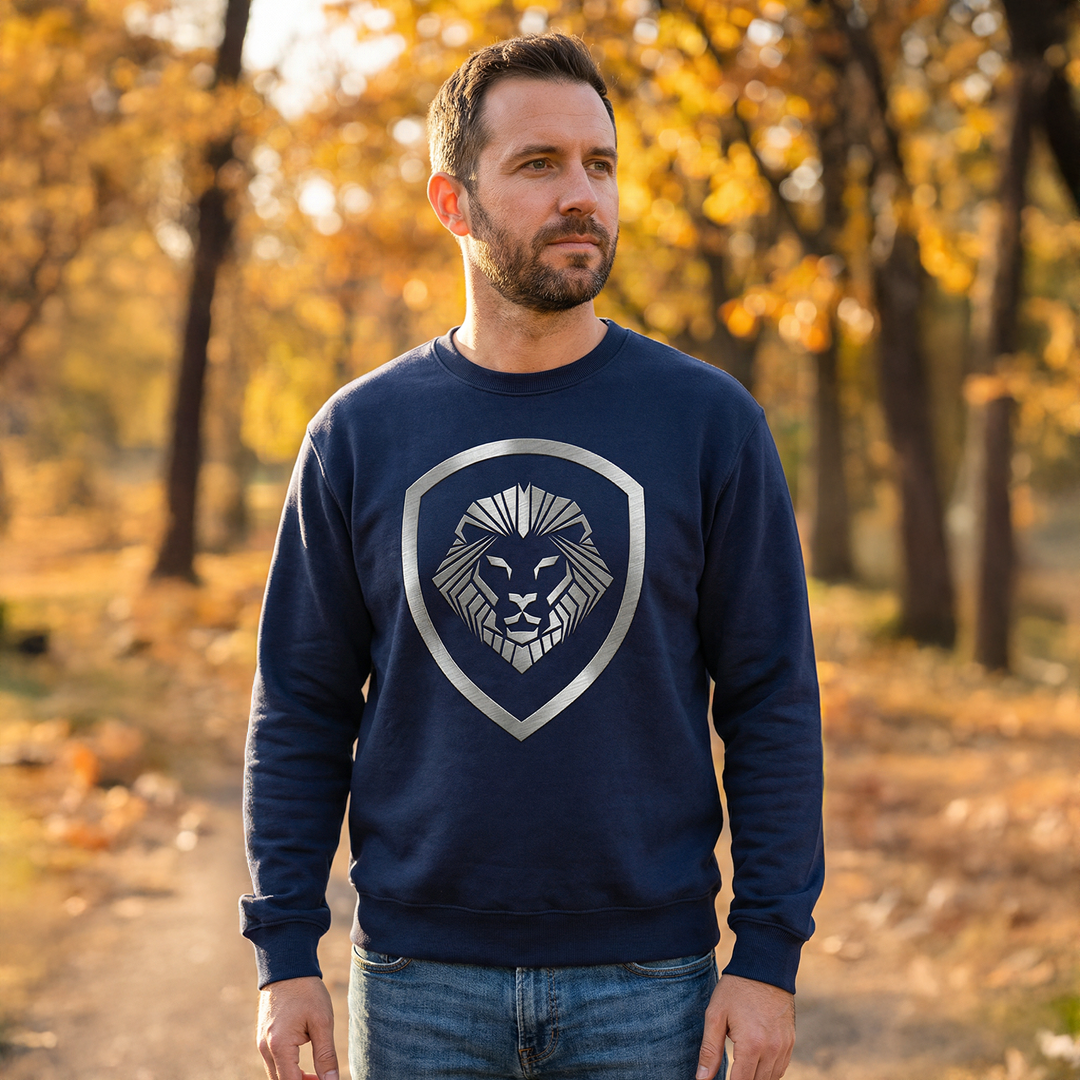 Valuetainment Blue Raised Print Performance Crewneck Sweatshirt