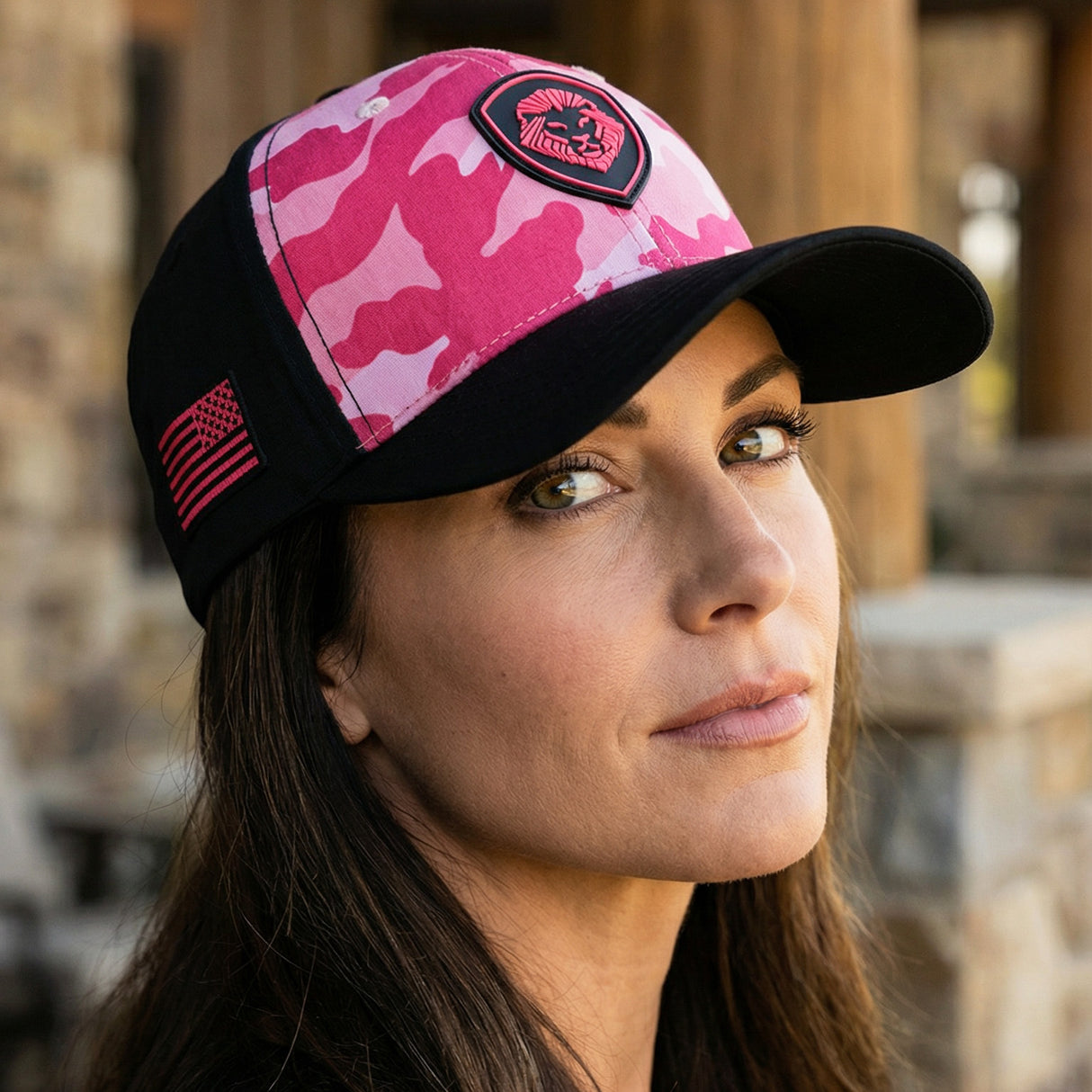VT Shield Logo Future Looks Bright Red & Pink Camo Snapback Hat