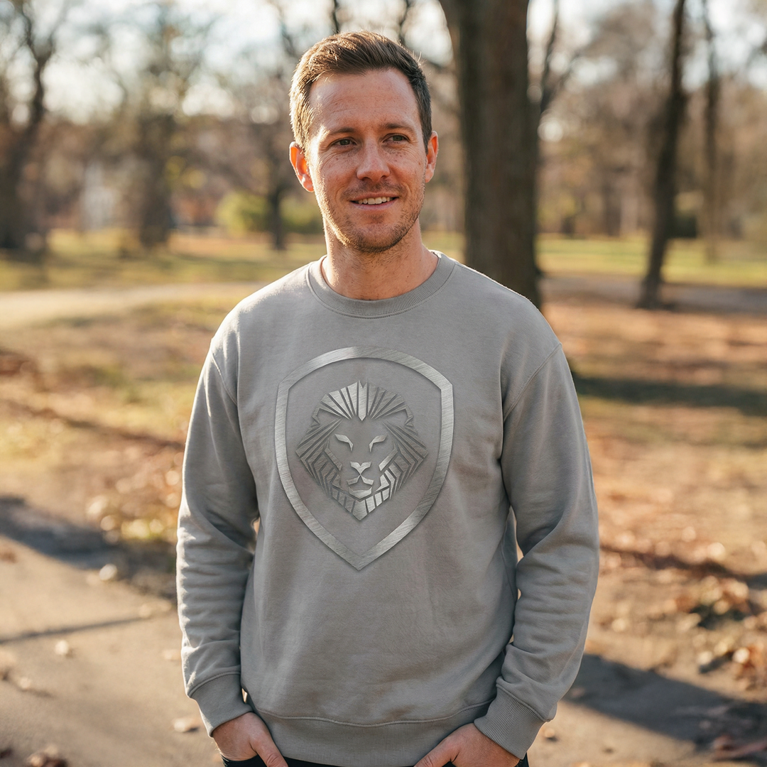 Valuetainment Grey Raised Print Performance Crewneck Sweatshirt