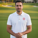 Future Looks Bright Lion Shield Premium White and Gold Polo Shirt (Classic Fit)