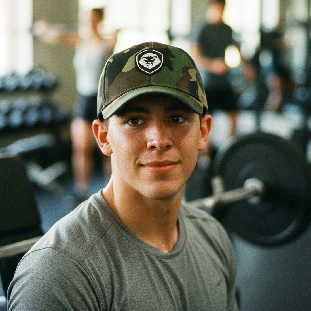 VT Shield Logo Future Looks Bright Camo Flex fit hat