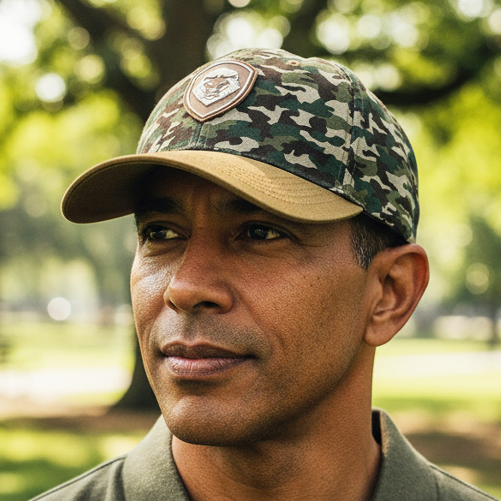 VT Shield Logo Future Looks Bright Camo Brown Snapback Hat