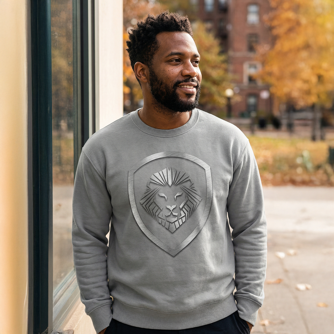 Valuetainment Grey Raised Print Performance Crewneck Sweatshirt