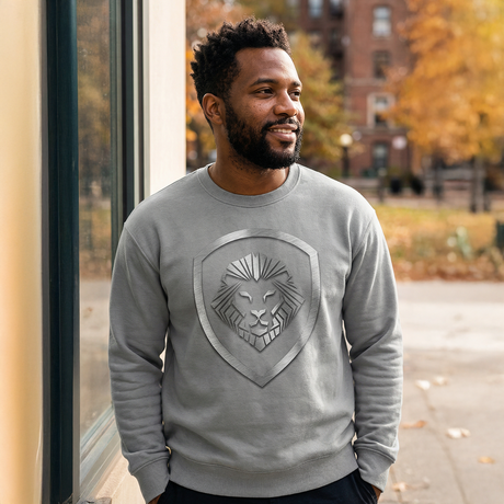 Valuetainment Grey Raised Print Performance Crewneck Sweatshirt