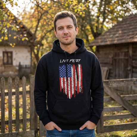 Live Free USA Flag Black Hoodie