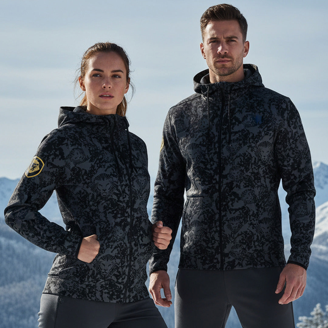 Lion Shield Charcoal Grey Performance Full Zip Hoodie