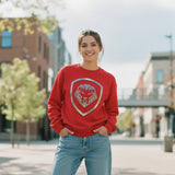 Women's Valuetainment Red Raised Print Performance Crewneck Sweatshirt