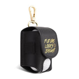 Future Looks Bright Black Embossed Leather Golf Ball and Tee Caddy
