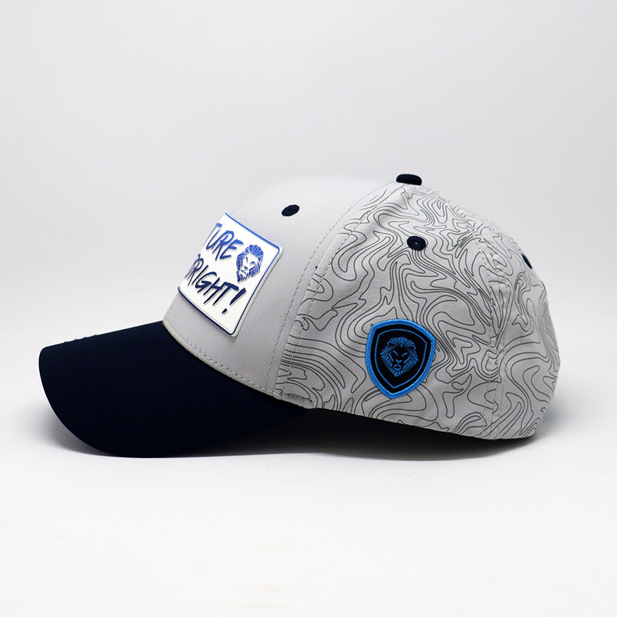 Future Looks Bright Dual Tone Gray and Blue Gradient Logo Snapback Hat