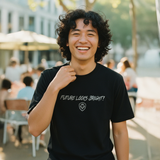 Future Looks Bright fully embroidered Black & Silver Print Performance Short Sleeve T-Shirt