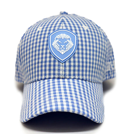 VT Shield Future Looks Bright Sky Blue Gingham Check Snapback Hat