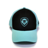 VT Shield Logo Future Looks Bright front panel Black & Sky Blue Snapback Hat