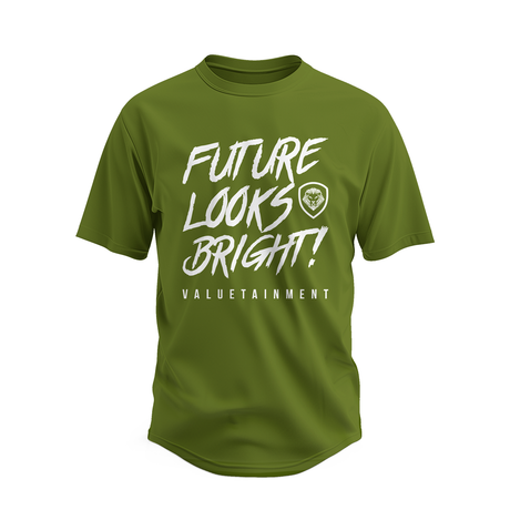 Future Looks Bright Premium Curved Hem Green and White Short Sleeve T-Shirt