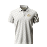 Future Looks Bright Royal Crest Allover Print Ivory and Gold Polo (Classic Fit)