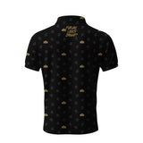 Future Looks Bright Royal Crest Allover Print Black and Gold Polo