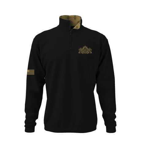 Future Looks Bright Royal Crest Black and Gold 1/4 Zip Pullover