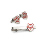 Lion Shield Valuetainment Red & Silver Cufflink & Tie Bar Set