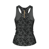 Women's Lion Shield Charcoal Grey Pattern Print Performance Midi Tank