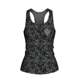 Women's Lion Shield Charcoal Grey Pattern Print Performance Midi Tank