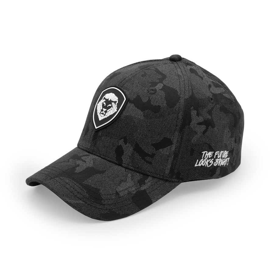 VT Shield Logo Future Looks Bright Black Camo Textured Snapback Hat