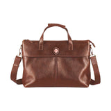 Future Looks Bright Lion Shield Brown Leather Shoulder Tote Bag